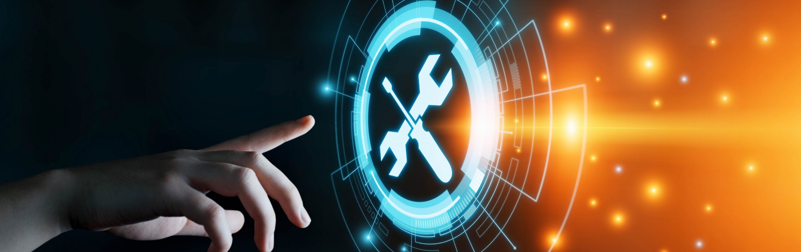 Hand reaching for tools icon