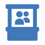 two people icons inside a booth